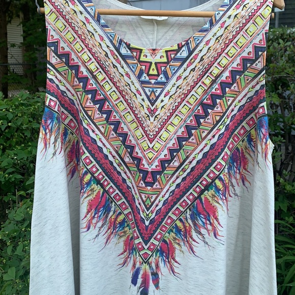 Phil Love brand Sleeveless Dress Ladies size XL- Boho Feather print - Picture 2 of 9